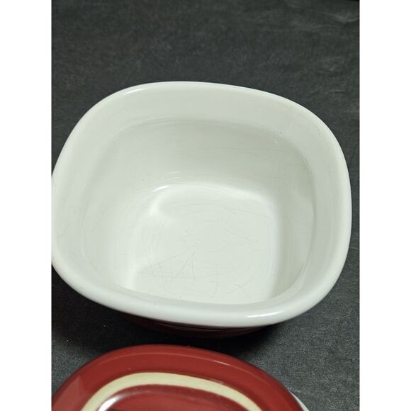 Corning Ware Etch Brick Red Stoneware Casserole Square 20 oz & 7 oz Four Dishes - Picture 8 of 16